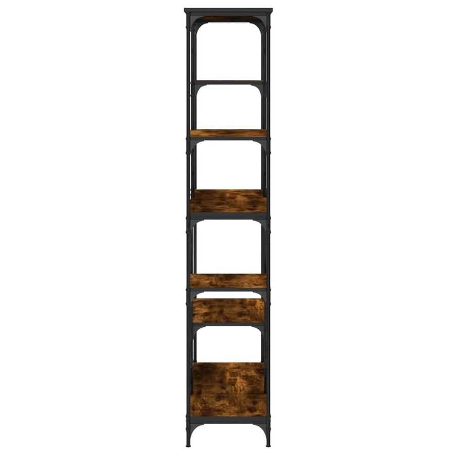 Boekenrek 99x35,5x176 cm bewerkt hout en staal gerookt eiken