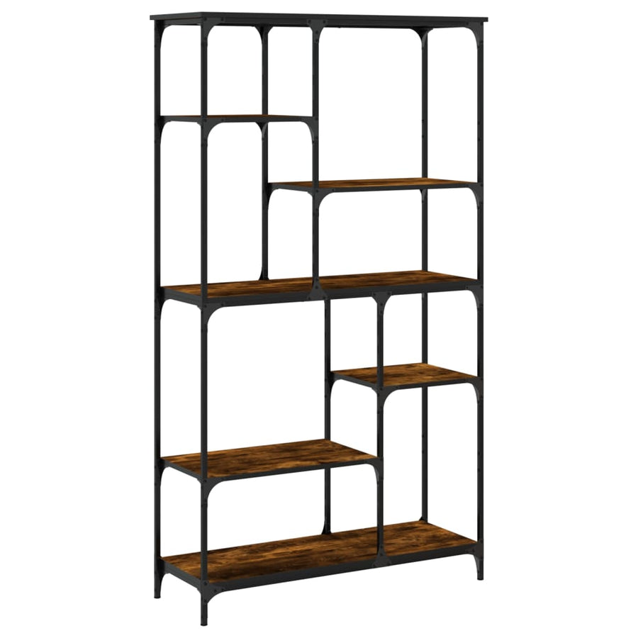 Boekenrek 99x35,5x176 cm bewerkt hout en staal gerookt eiken