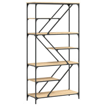 Boekenrek 91X36X176 Cm Bewerkt Hout En Staal Kleur Sonoma eiken