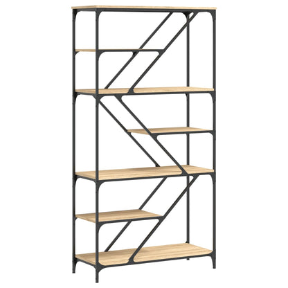 Boekenrek 91X36X176 Cm Bewerkt Hout En Staal Kleur Sonoma eiken