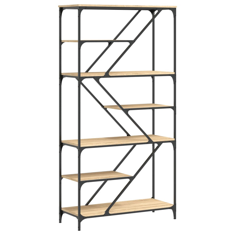 Boekenrek 91X36X176 Cm Bewerkt Hout En Staal Kleur Sonoma eiken