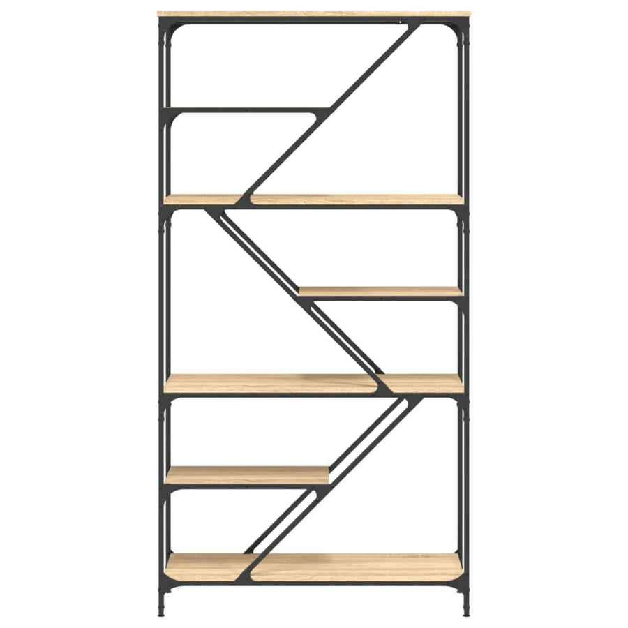 Boekenrek 91X36X176 Cm Bewerkt Hout En Staal Kleur Sonoma eiken