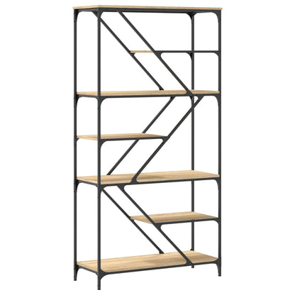 Boekenrek 91X36X176 Cm Bewerkt Hout En Staal Kleur Sonoma eiken