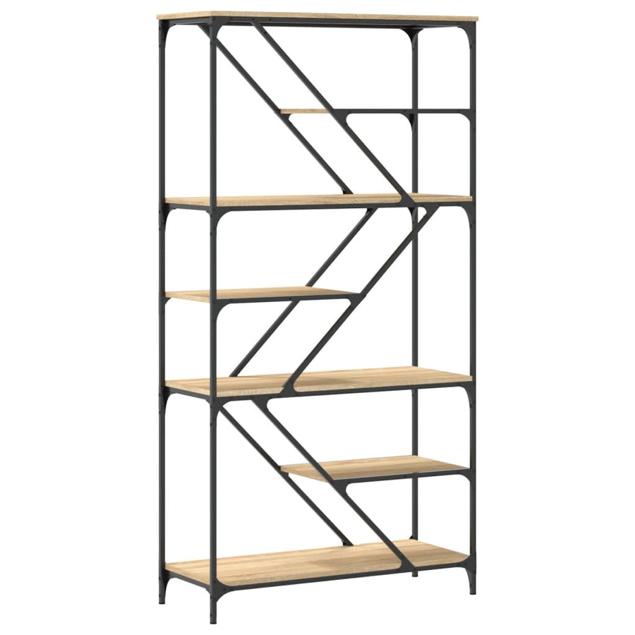 Boekenrek 91X36X176 Cm Bewerkt Hout En Staal Kleur Sonoma eiken