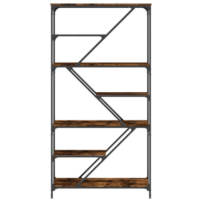 Boekenrek 91X36X176 Cm Bewerkt Hout En Staal Gerookt Eikenkleur