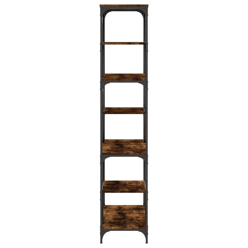 Boekenrek 91X36X176 Cm Bewerkt Hout En Staal Gerookt Eikenkleur