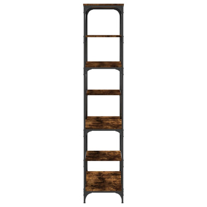 Boekenrek 91X36X176 Cm Bewerkt Hout En Staal Gerookt Eikenkleur