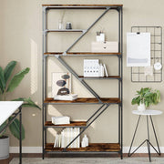 Boekenrek 91x36x176 cm bewerkt hout staal gerookt eiken