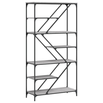Boekenrek 91X36X176 Cm Bewerkt Hout En Staal Grijs Sonoma