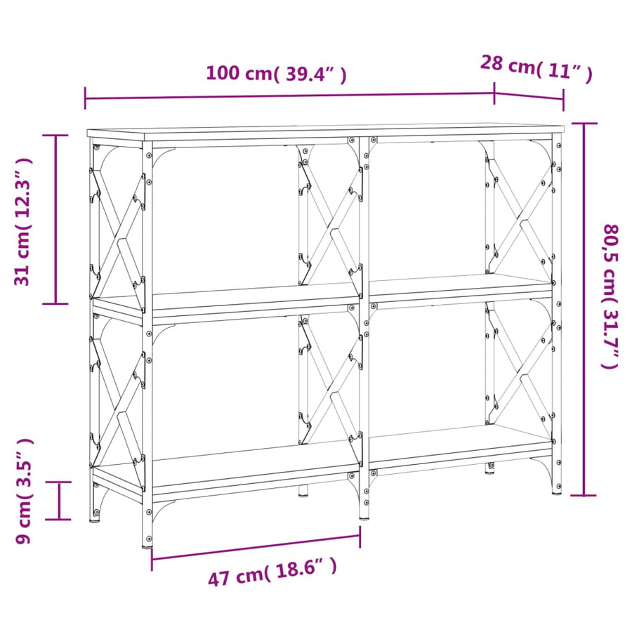 Wandtafel 100X28X80,5 Cm Bewerkt Hout Sonoma Eikenkleurig
