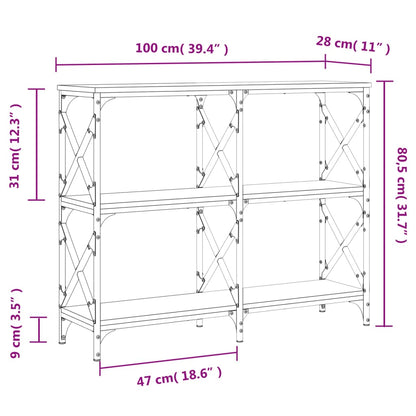 Wandtafel 100X28X80,5 Cm Bewerkt Hout Gerookt Eikenkleurig