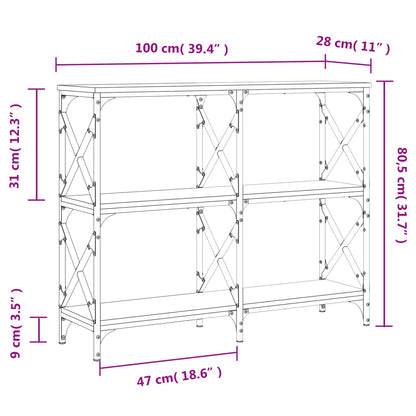 Wandtafel 100X28X80,5 Cm Bewerkt Hout Eikenkleurig Grijs sonoma