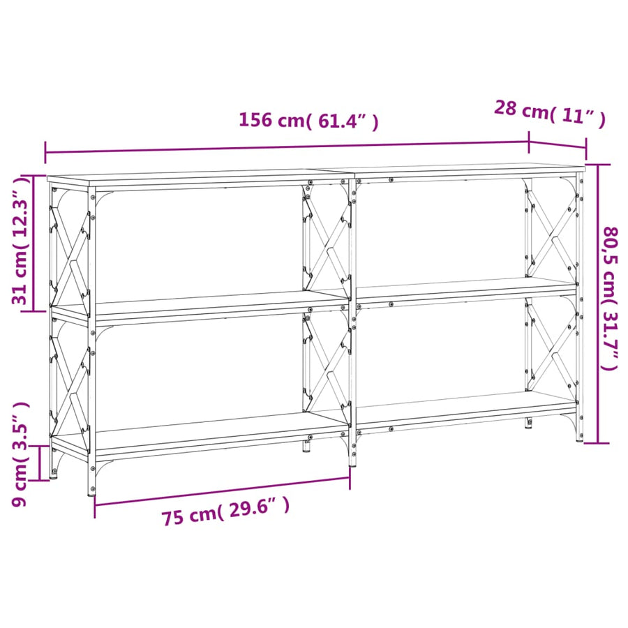 Wandtafel 156X28X80,5 Cm Bewerkt Hout Sonoma Eikenkleurig