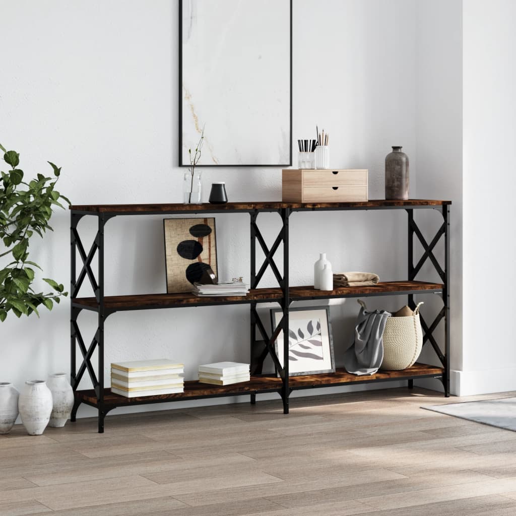 Wandtafel 156X28X80,5 Cm Bewerkt Hout Gerookt Eikenkleurig