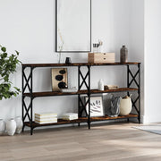 Wandtafel 156x28x80,5 cm bewerkt hout gerookt eiken