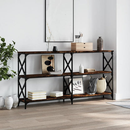 Wandtafel 156X28X80,5 Cm Bewerkt Hout Gerookt Eikenkleurig