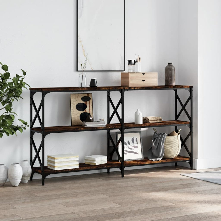Wandtafel 156X28X80,5 Cm Bewerkt Hout Gerookt Eikenkleurig