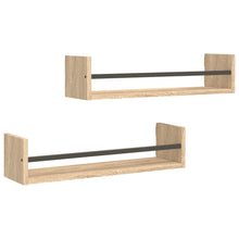 Wandschappen Met Stangen 2 St 60X16X14 Cm Sonoma Eikenkleurig