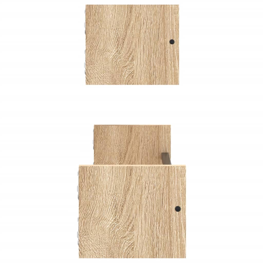 Wandschappen Met Stangen 2 St 60X16X14 Cm Sonoma Eikenkleurig