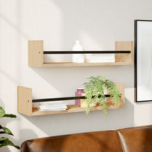 Wandschappen Met Stangen 2 St 60X16X14 Cm Sonoma Eikenkleurig