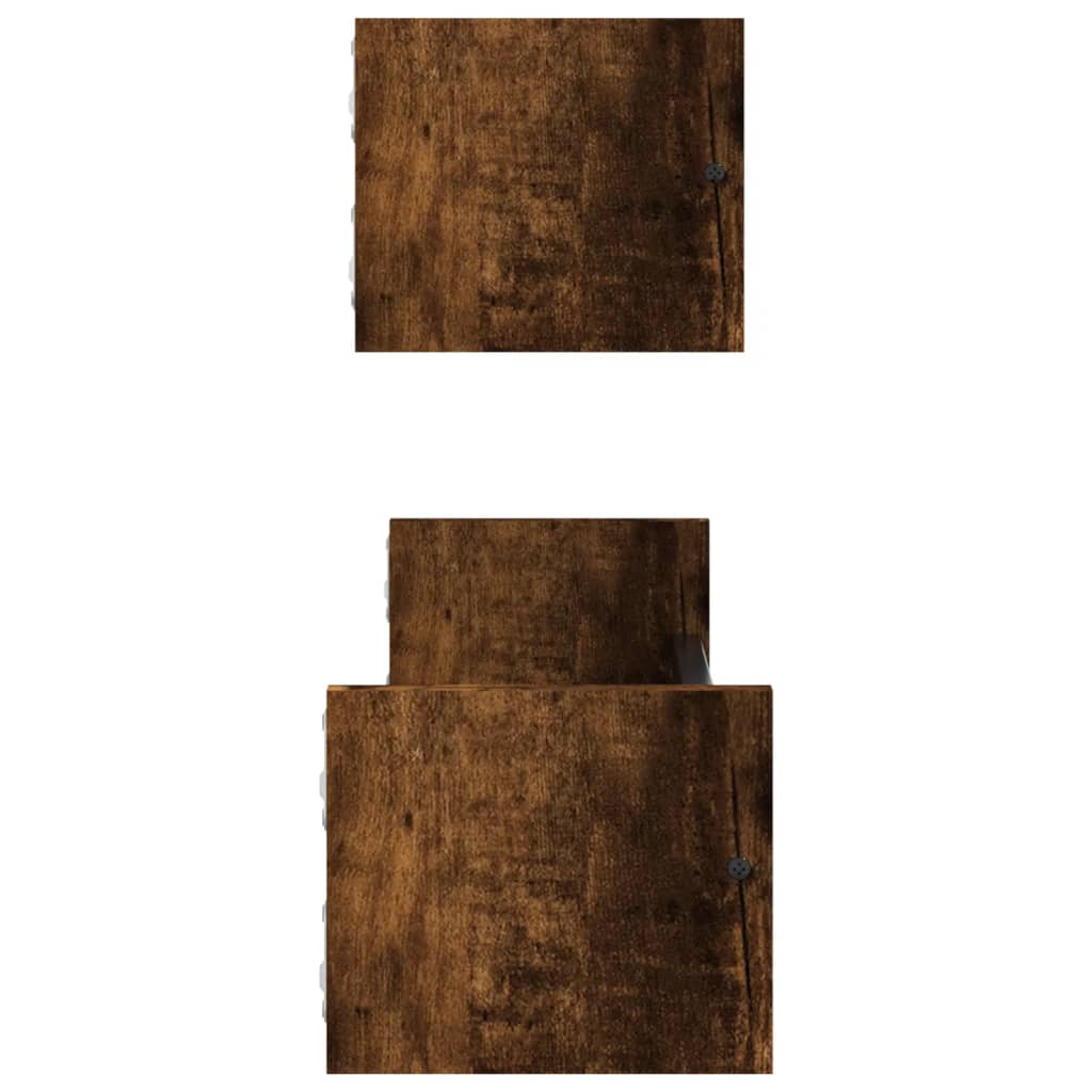 Wandschappen Met Stangen 2 St 60X16X14 Cm Gerookt Eikenkleurig