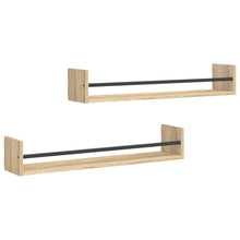 Wandschappen Met Stangen 2 St 80X16X14 Cm Sonoma Eikenkleurig