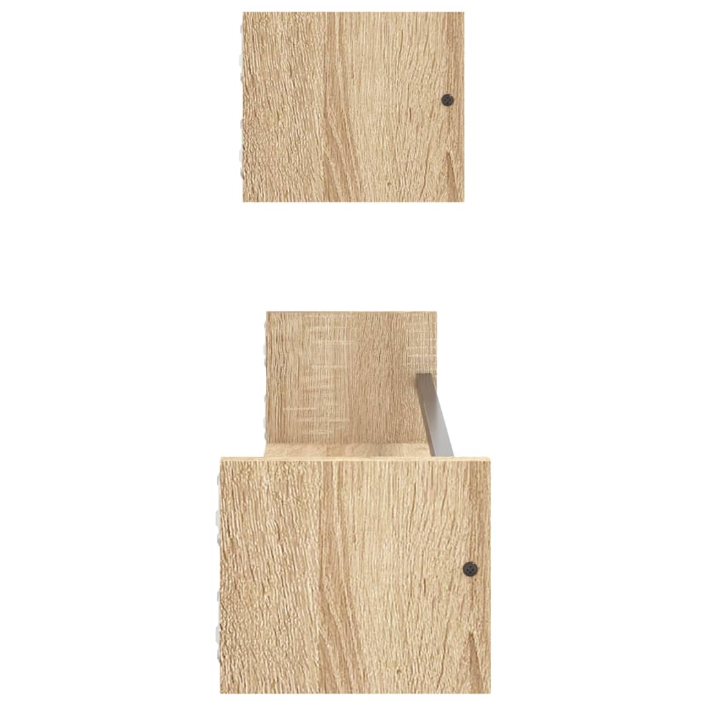 Wandschappen Met Stangen 2 St 80X16X14 Cm Sonoma Eikenkleurig