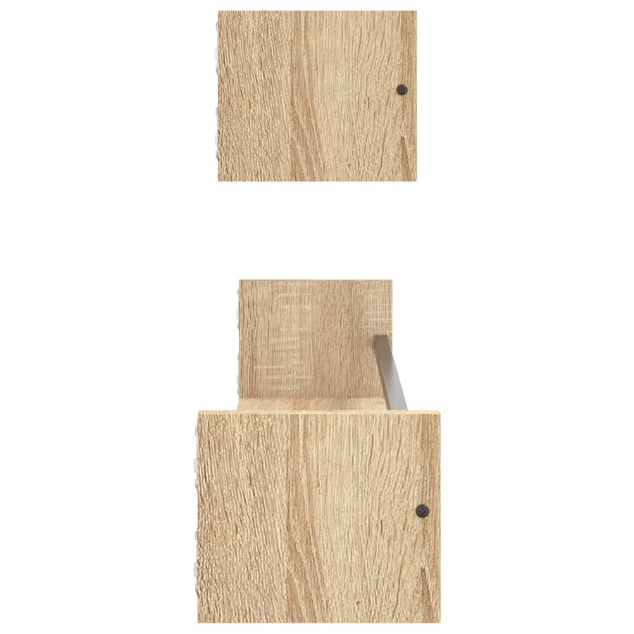 Wandschappen Met Stangen 2 St 80X16X14 Cm Sonoma Eikenkleurig