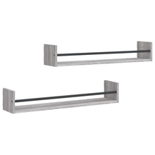 Wandschappen Met Stangen 2 St 80X16X14 Cm Grijs Sonoma