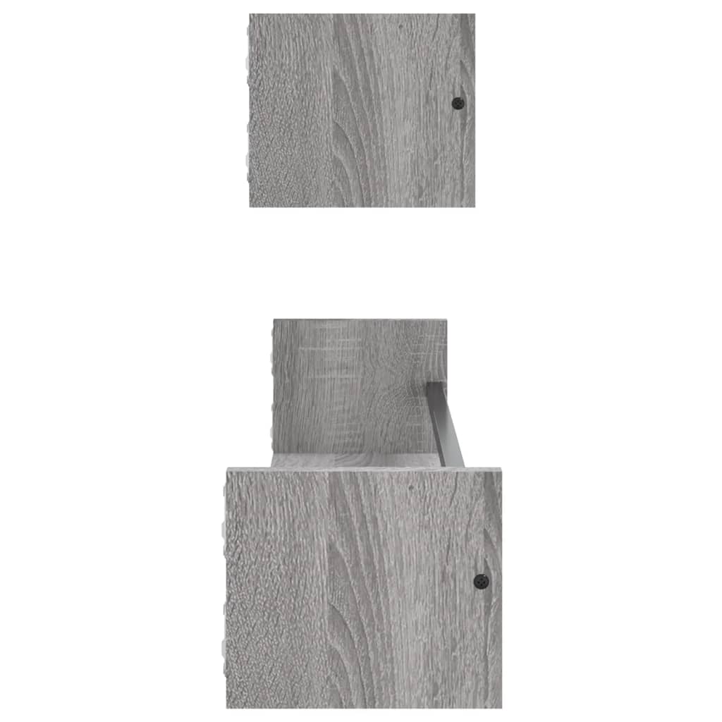 Wandschappen Met Stangen 2 St 80X16X14 Cm Grijs Sonoma