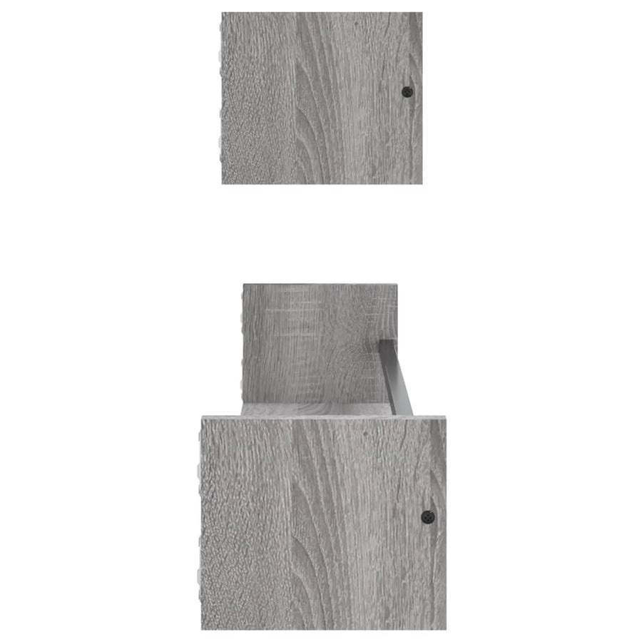 Wandschappen Met Stangen 2 St 80X16X14 Cm Grijs Sonoma