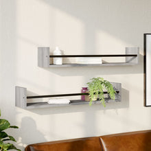 Wandschappen Met Stangen 2 St 80X16X14 Cm Grijs Sonoma