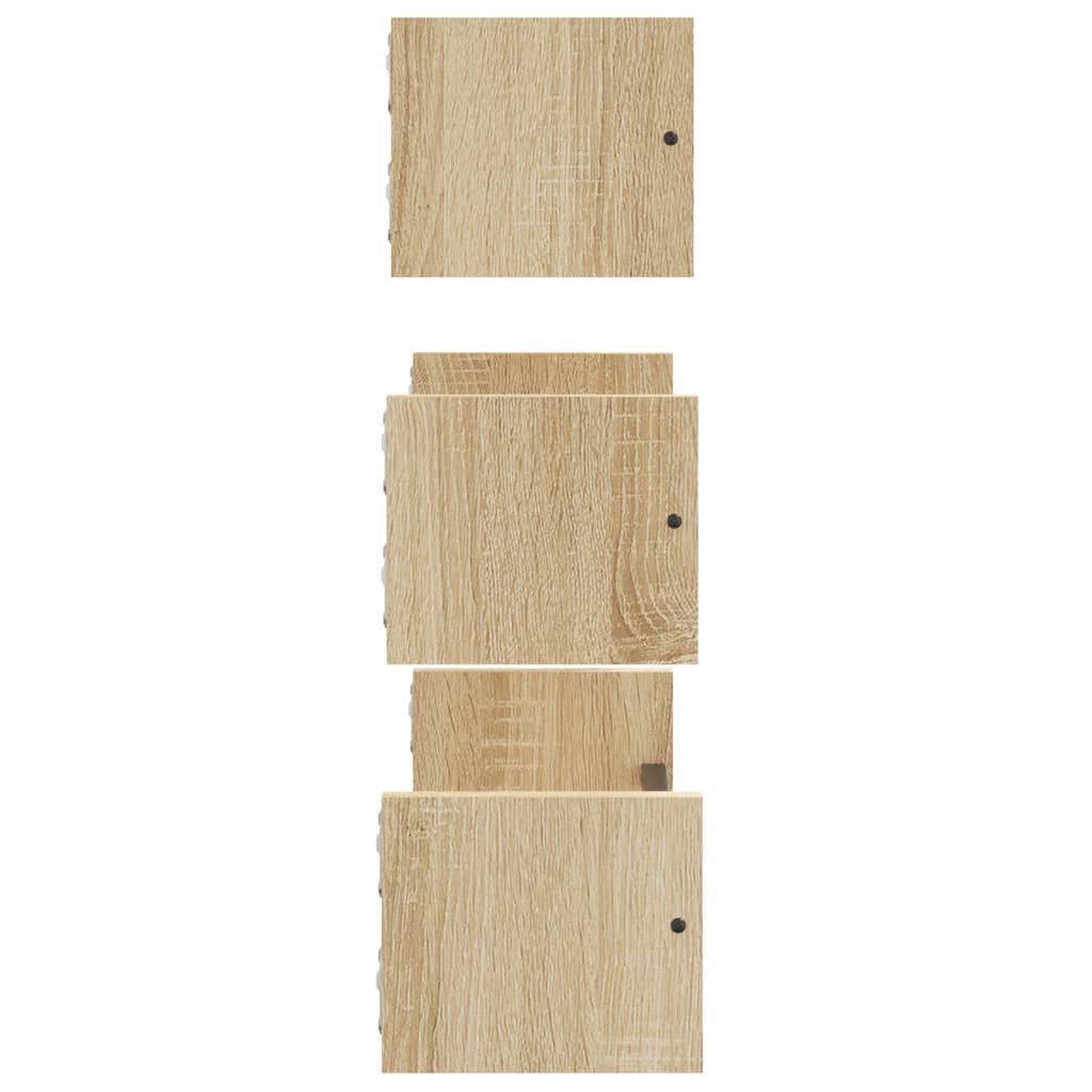 3-Delige Wandschappenset Met Stangen Bewerkt Hout Sonoma Eiken