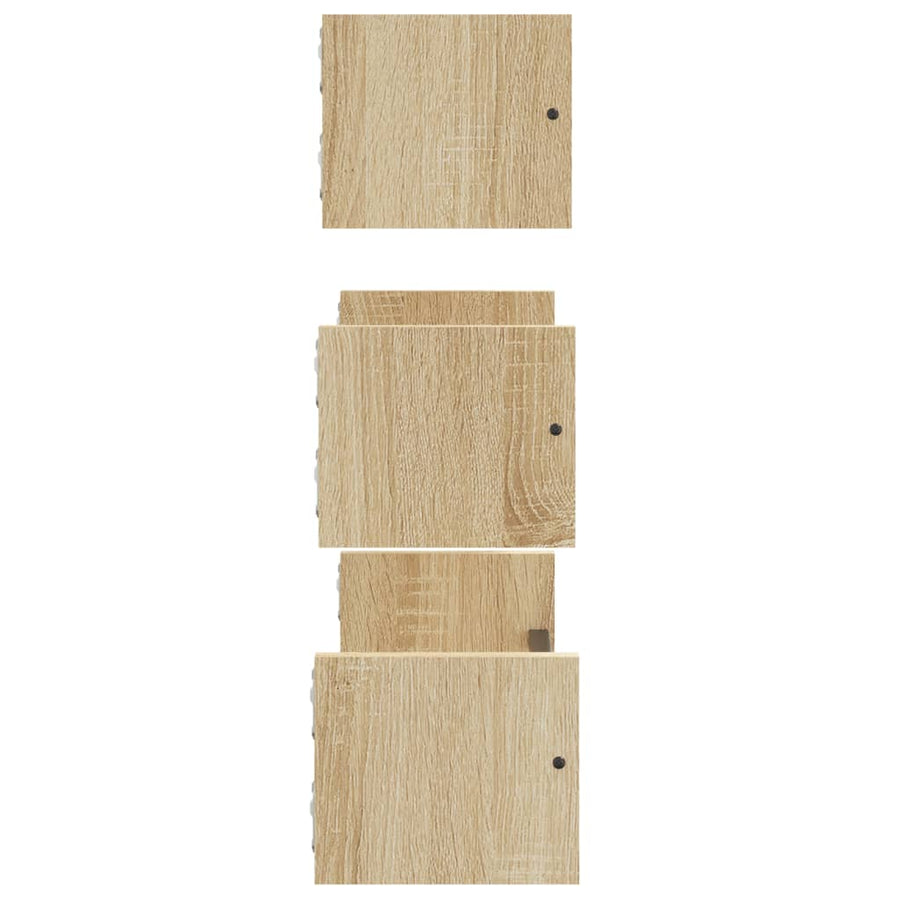 3-Delige Wandschappenset Met Stangen Bewerkt Hout Sonoma Eiken
