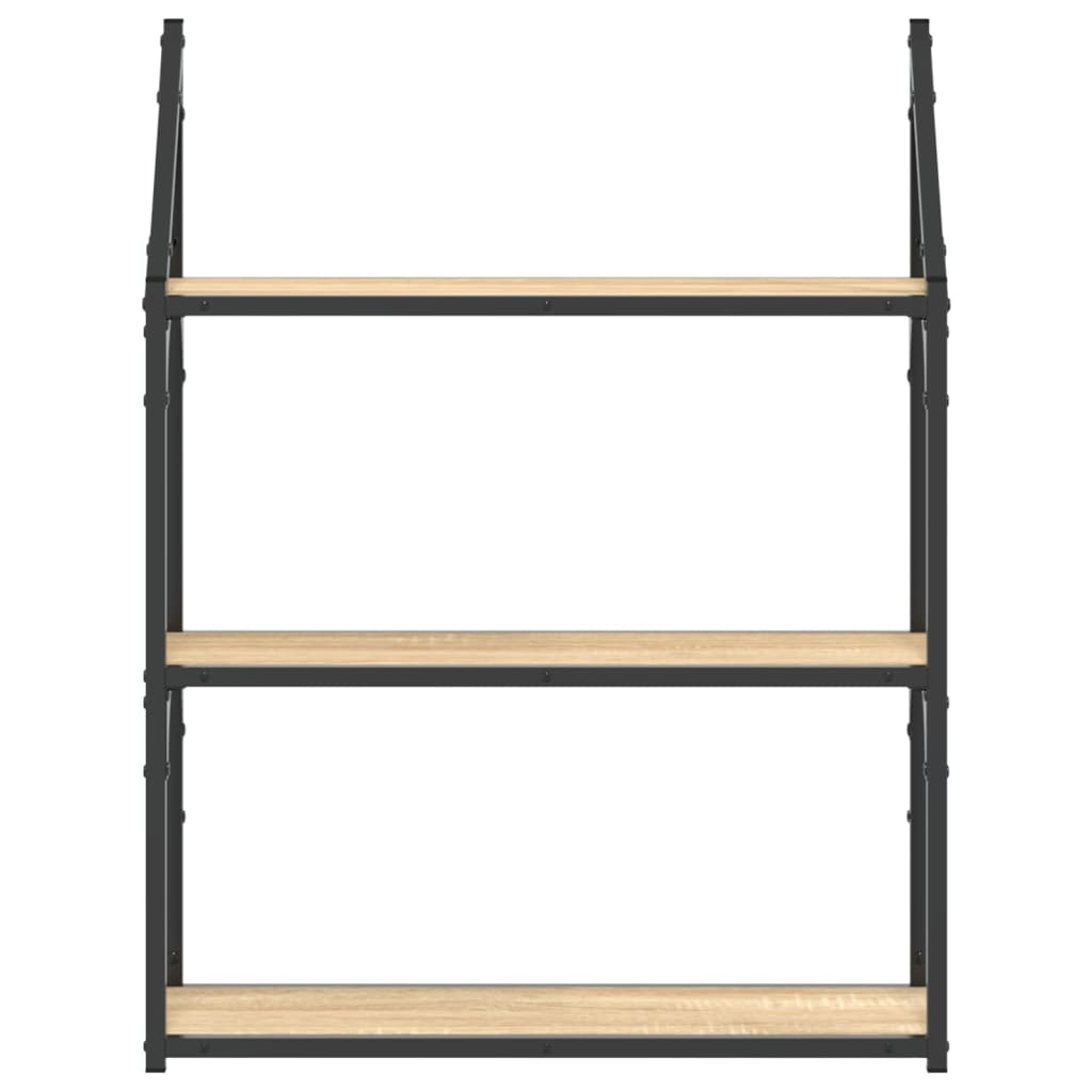 Wandrek 3-Laags 60X21X78,5 Cm Bewerkt Hout Kleurig 60 x 21 x 78.5 cm Sonoma eiken