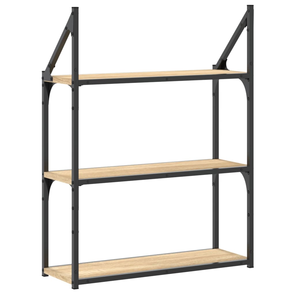 Wandrek 3-Laags 60X21X78,5 Cm Bewerkt Hout Kleurig 60 x 21 x 78.5 cm Sonoma eiken