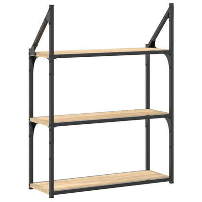 Wandrek 3-Laags 60X21X78,5 Cm Bewerkt Hout Kleurig 60 x 21 x 78.5 cm Sonoma eiken