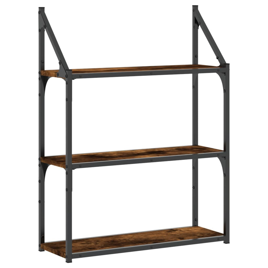 Wandrek 3-Laags 60X21X78,5 Cm Bewerkt Hout Gerookt Eikenkleurig