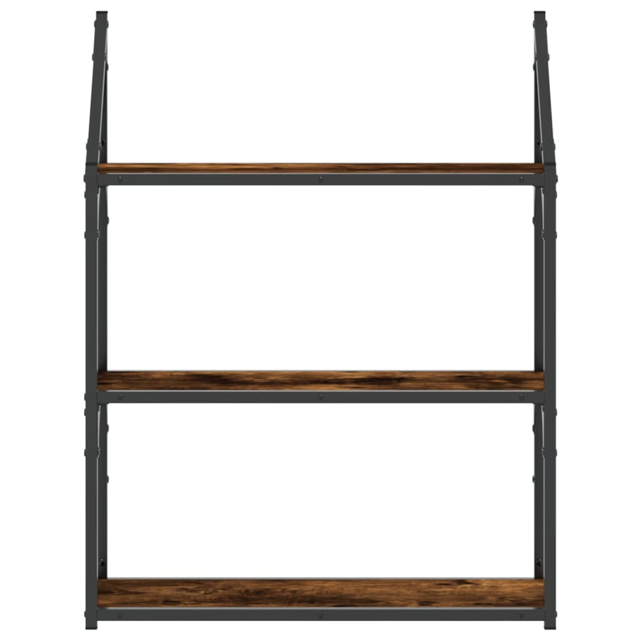 Wandrek 3-Laags 60X21X78,5 Cm Bewerkt Hout Gerookt Eikenkleurig