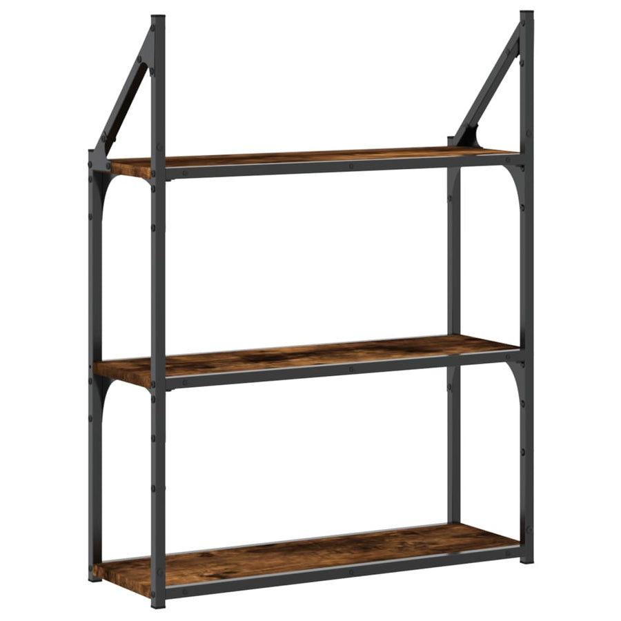 Wandrek 3-Laags 60X21X78,5 Cm Bewerkt Hout Gerookt Eikenkleurig