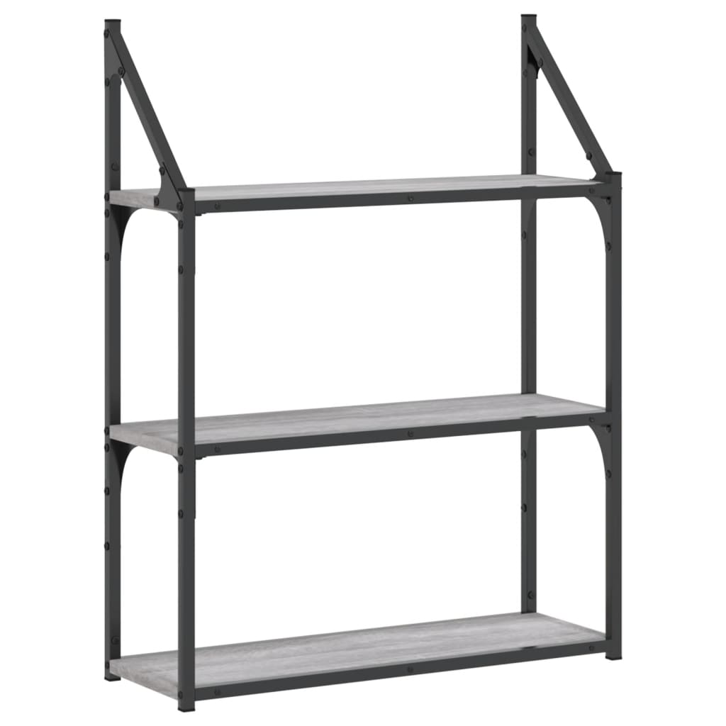 Wandrek 3-Laags 60X21X78,5 Cm Bewerkt Hout Grijs Sonoma