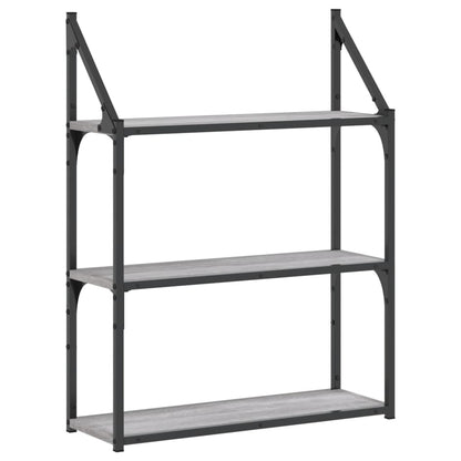 Wandrek 3-Laags 60X21X78,5 Cm Bewerkt Hout Grijs Sonoma