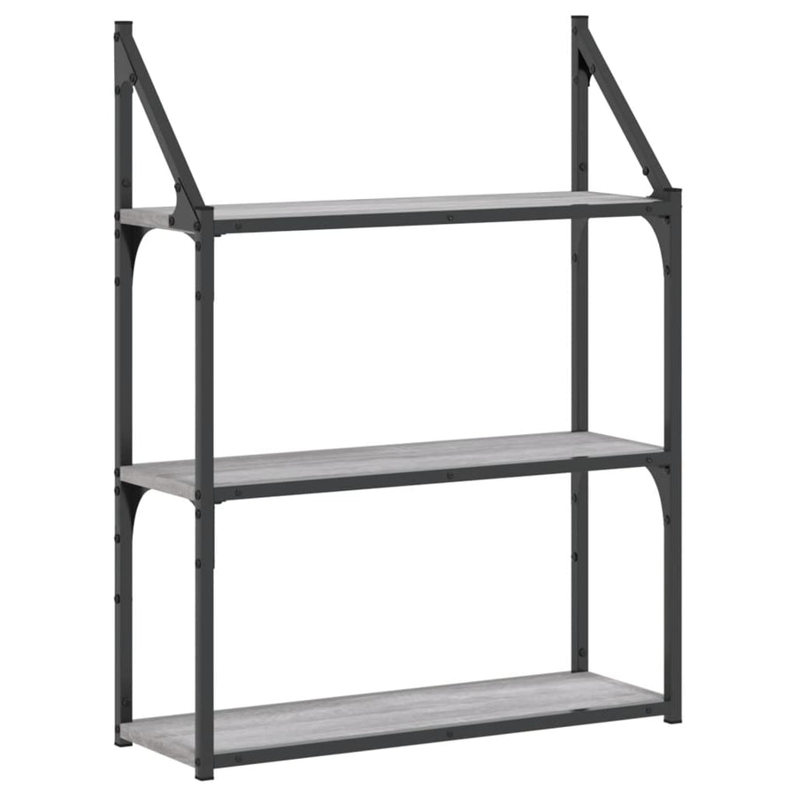 Wandrek 3-Laags 60X21X78,5 Cm Bewerkt Hout Grijs Sonoma