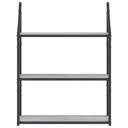 Wandrek 3-Laags 60X21X78,5 Cm Bewerkt Hout Grijs Sonoma
