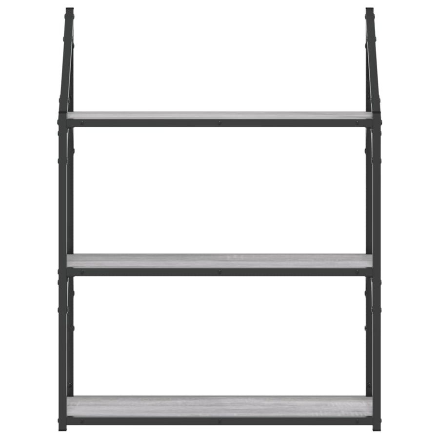 Wandrek 3-Laags 60X21X78,5 Cm Bewerkt Hout Grijs Sonoma