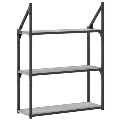 Wandrek 3-Laags 60X21X78,5 Cm Bewerkt Hout Grijs Sonoma