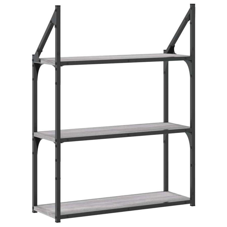 Wandrek 3-Laags 60X21X78,5 Cm Bewerkt Hout Grijs Sonoma