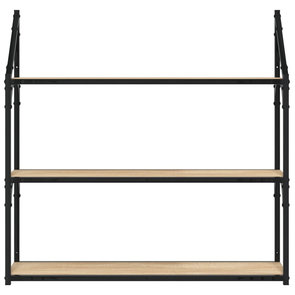 Wandrek 3-Laags 80X21X78,5 Cm Bewerkt Hout Sonoma Eikenkleurig