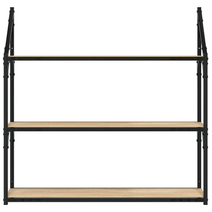 Wandrek 3-Laags 80X21X78,5 Cm Bewerkt Hout Sonoma Eikenkleurig