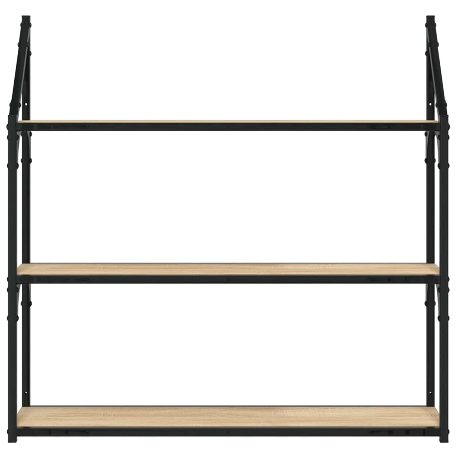 Wandrek 3-Laags 80X21X78,5 Cm Bewerkt Hout Sonoma Eikenkleurig